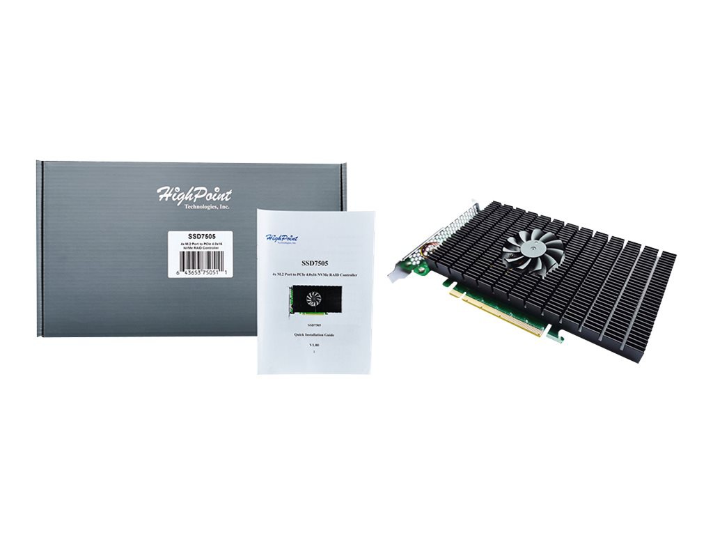 HighPoint SSD7505 - storage controller (RAID) - M.2 NVMe Card - PCIe 4.0 x1