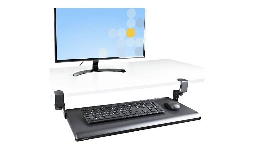 Under Desk Keyboard Tray, Clamp on Keyboard Holder, Up to 12kg/26.5lb, Height Adjustable, Ergonomic Sliding Keyboard