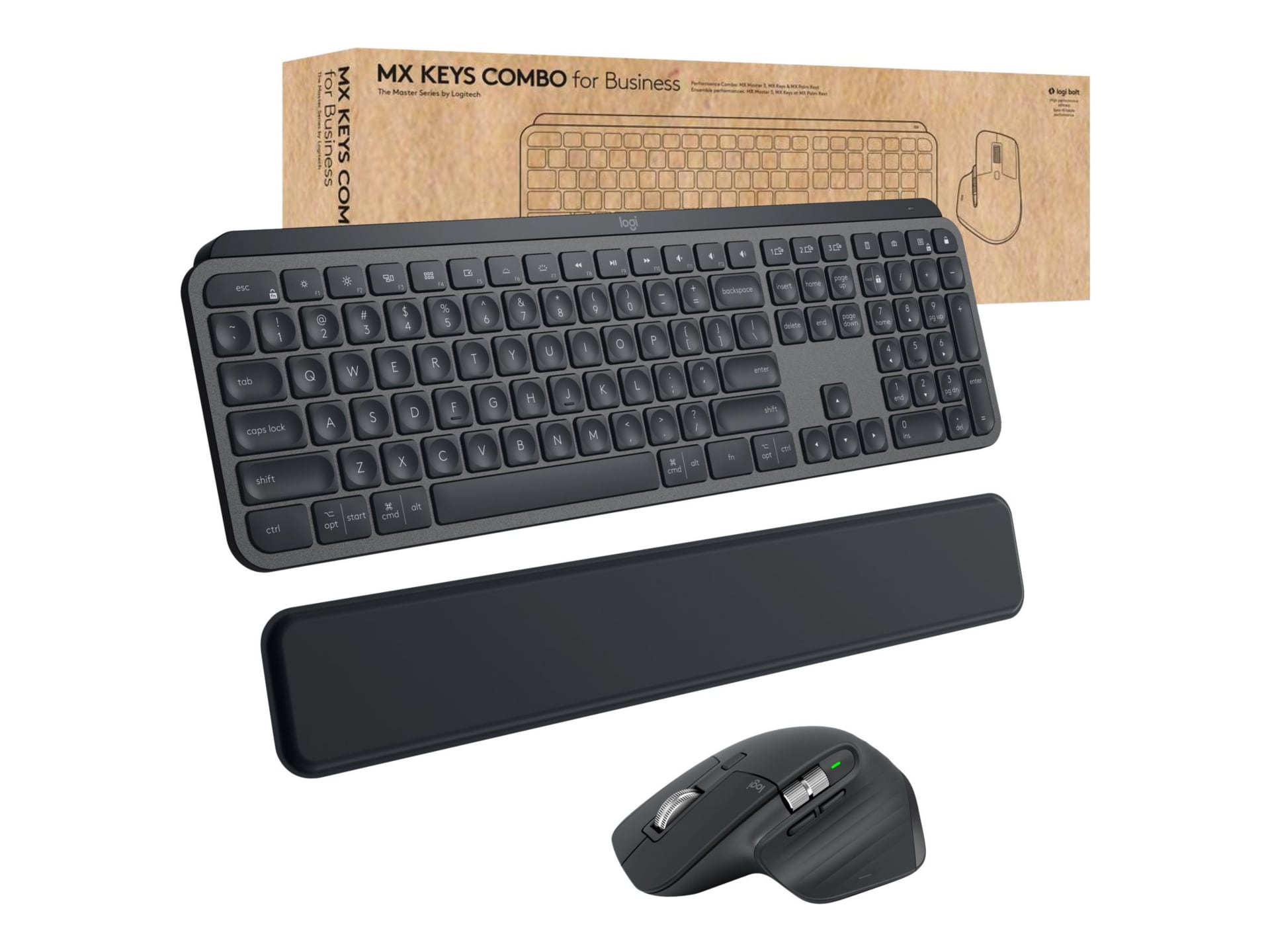 Combo MX Keys de Logitech pour entreprises | Gen 2 - keyboard and mouse set - QWERTY - US English - graphite