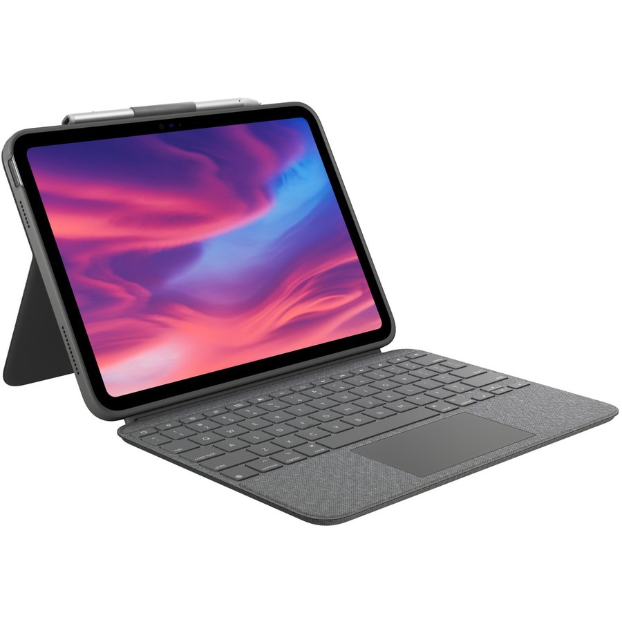 Logitech Combo Touch Keyboard/Cover Case (Folio) for 10,9" Apple, Logitech iPad (10th Generation) Tablet - Oxford Gray