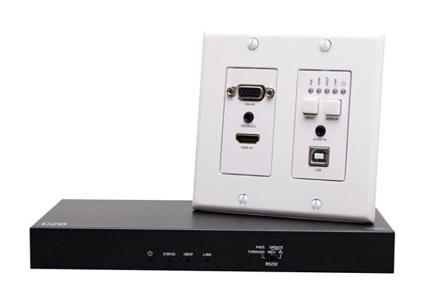 Stillehavsøer Regelmæssigt Af Gud C2G HDMI HDBaseT + VGA, 3.5mm, and USB-B to A over Cat Extender Wall Plate  - C2G31012 - -