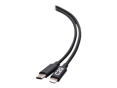 C2G 3ft (0.9m) USB-C Male to Lightning Male Sync and Charging Cable - Black
