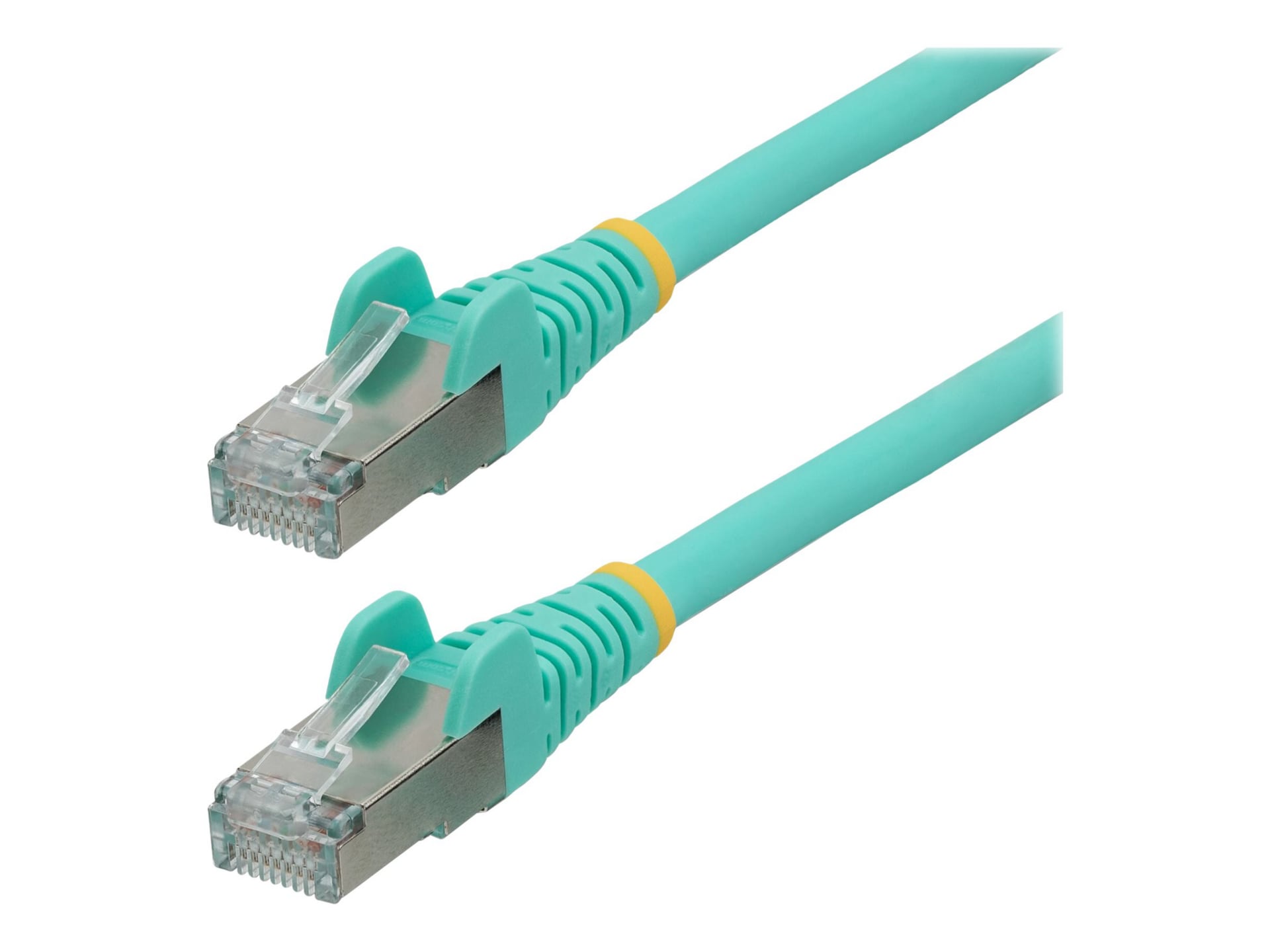 StarTech.com 2ft CAT6a Ethernet Cable, Aqua Low Smoke Zero Halogen (LSZH) 10 GbE 100W PoE S/FTP Snagless RJ-45 Network