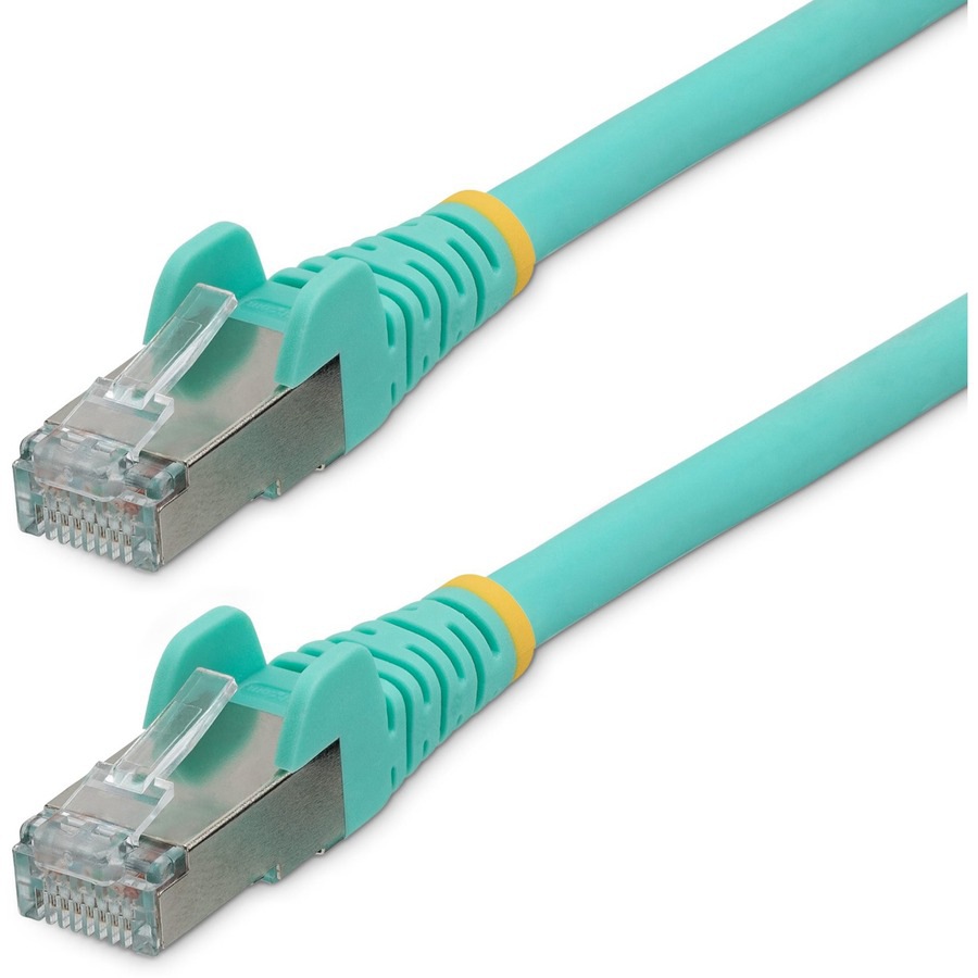 StarTech 8ft CAT6a Ethernet Cable, Aqua Low Smoke Zero Halogen (LSZH) 10 GbE 100W PoE S/FTP Snagless RJ-45 Network