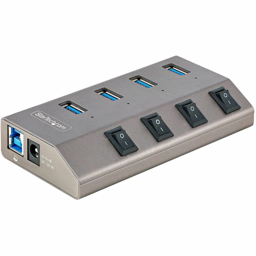 StarTech.com 4-Port Self-Powered USB-C Hub with Individual On/Off Switch, Desktop/Laptop USB-C to USB-A Hub, USB Type C