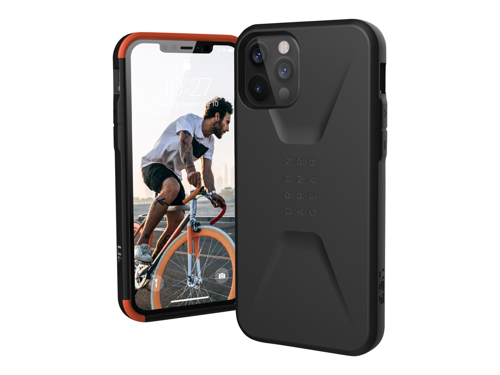 UAG Rugged Case for iPhone 12/12 Pro 5G [6.1-inch] - Civilian Black - back cover for cell phone