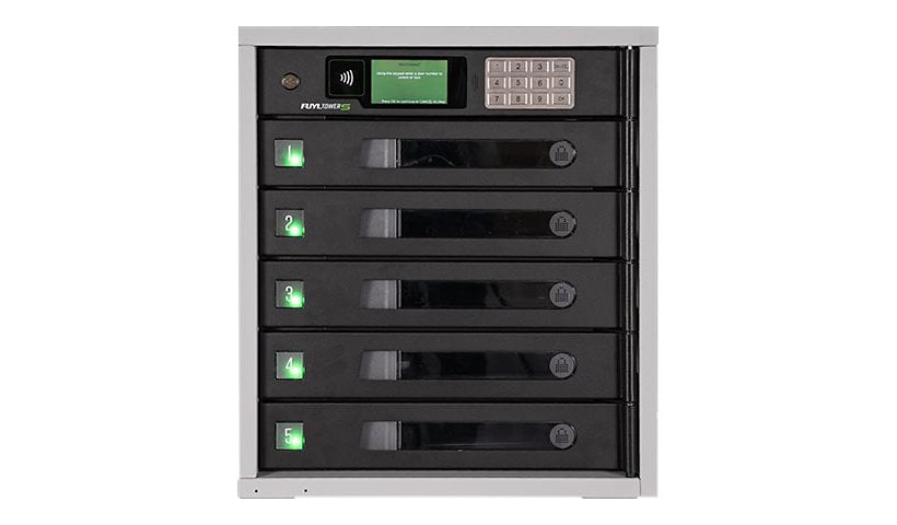 LocknCharge FUYL Tower 5 - boîtier de rangement - pour 5 ordinateurs portable/tablettes - avec Non-enseignement 1 an de logiciels en Cloud