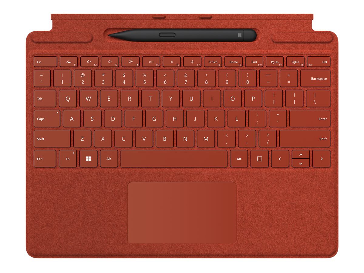 Microsoft Surface Pro Keyboard - Red - Bilingual - Pro 9/8/X - Touchpad - Slim Pen Charging Tray (No Pen)