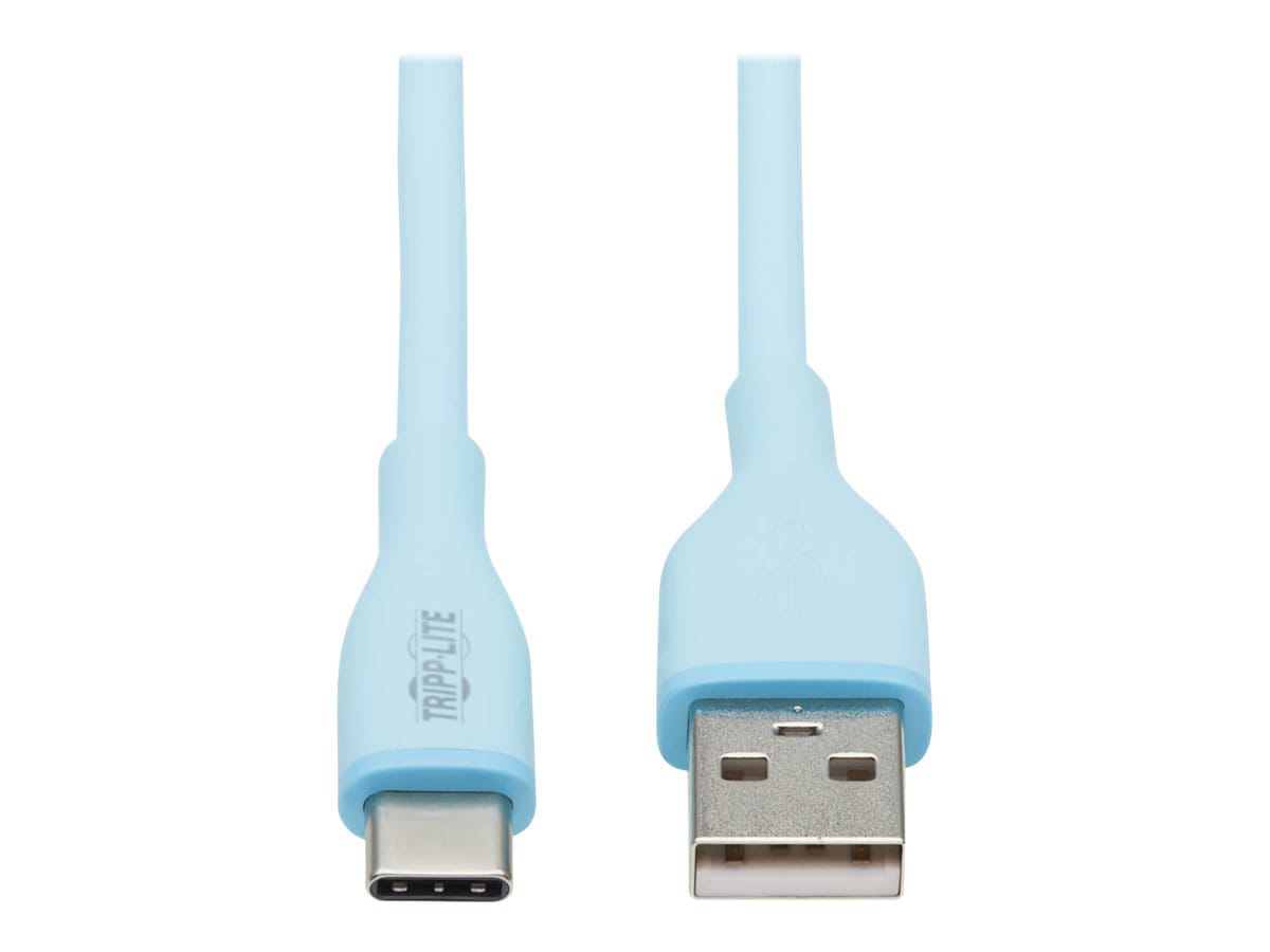 Tripp Lite Safe-IT USB-A to USB C Cable Antibacterial Light Blue M/M 3ft
