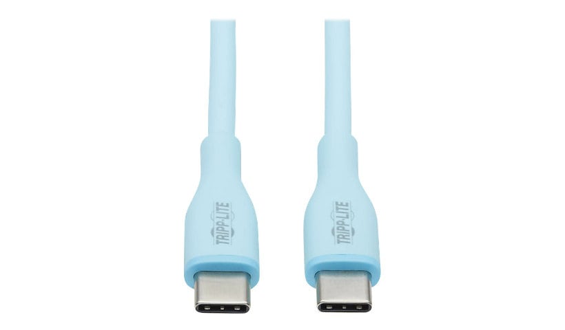 Tripp Lite Safe-IT USB-C Antibacterial Cable, USB 2.0, Ultra Flexible (M/M), Light Blue, 6 ft. (1.83 m) - USB-C cable -