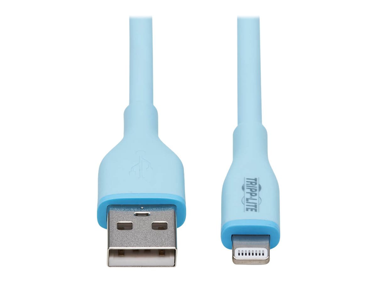 Tripp Lite Safe-IT USB-A to Lightning Sync/Charge Cable Light Blue M/M 3ft