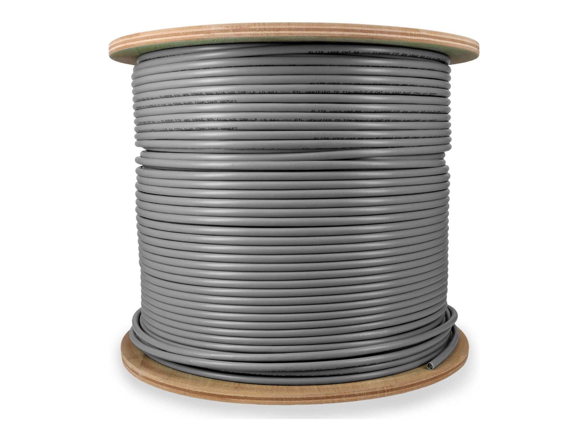 Proline 1000ft Non-Terminated Gray CAT 6A Shielded Plenum-Rated Bulk Cable