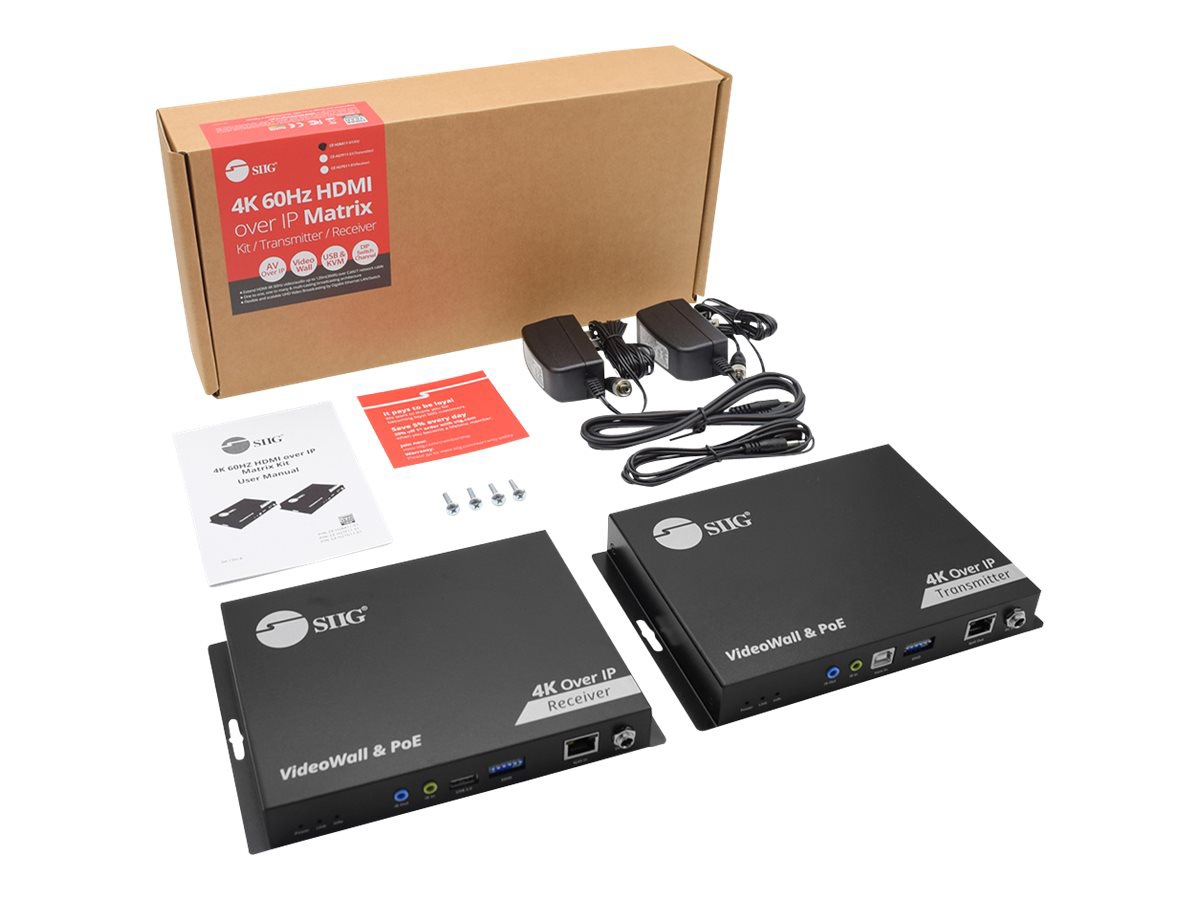 Thumbnail 4 of 6 for SIIG 4K 60HZ HDMI over IP Matrix Kit - transmitter and receiver - video/audio/infrared/serial extender - 1GbE, RS-232,