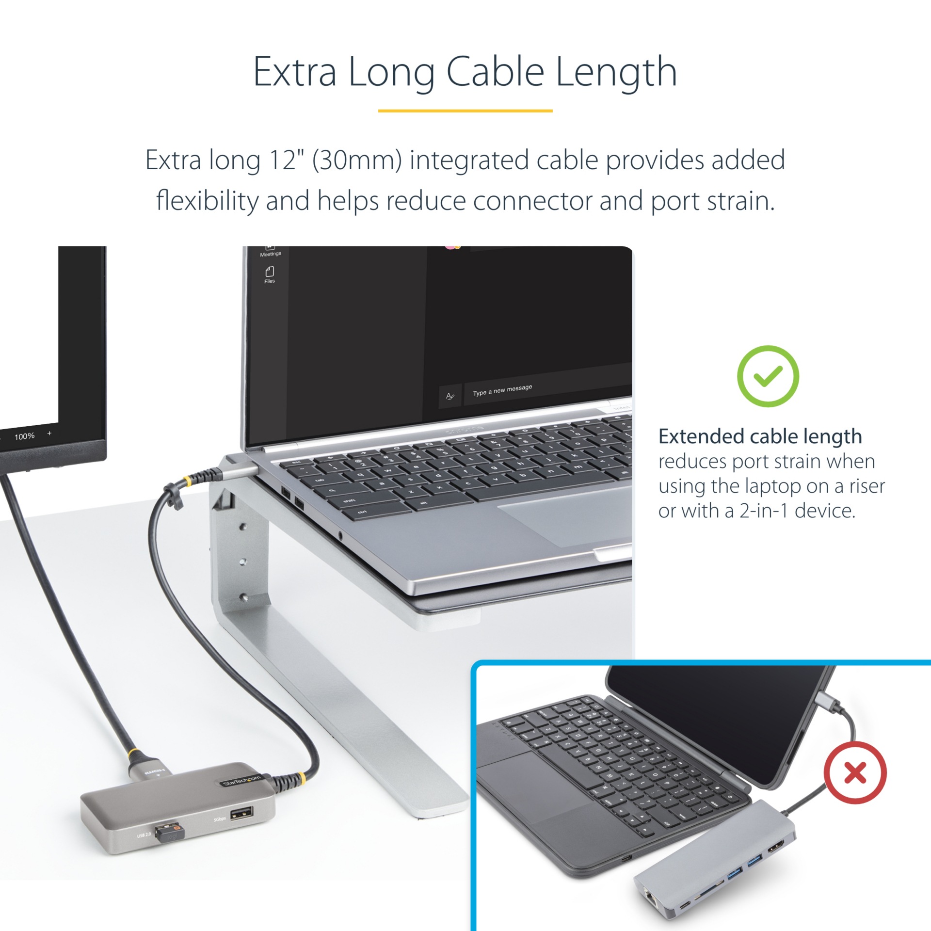 Thumbnail 4 of 8 for StarTech.com USB-C Multiport Adapter, 4K 60Hz HDMI, 3-Port 5Gbps USB 3.0 Hub, 100W PD Pass-Through, USB Type-C Mini Dock