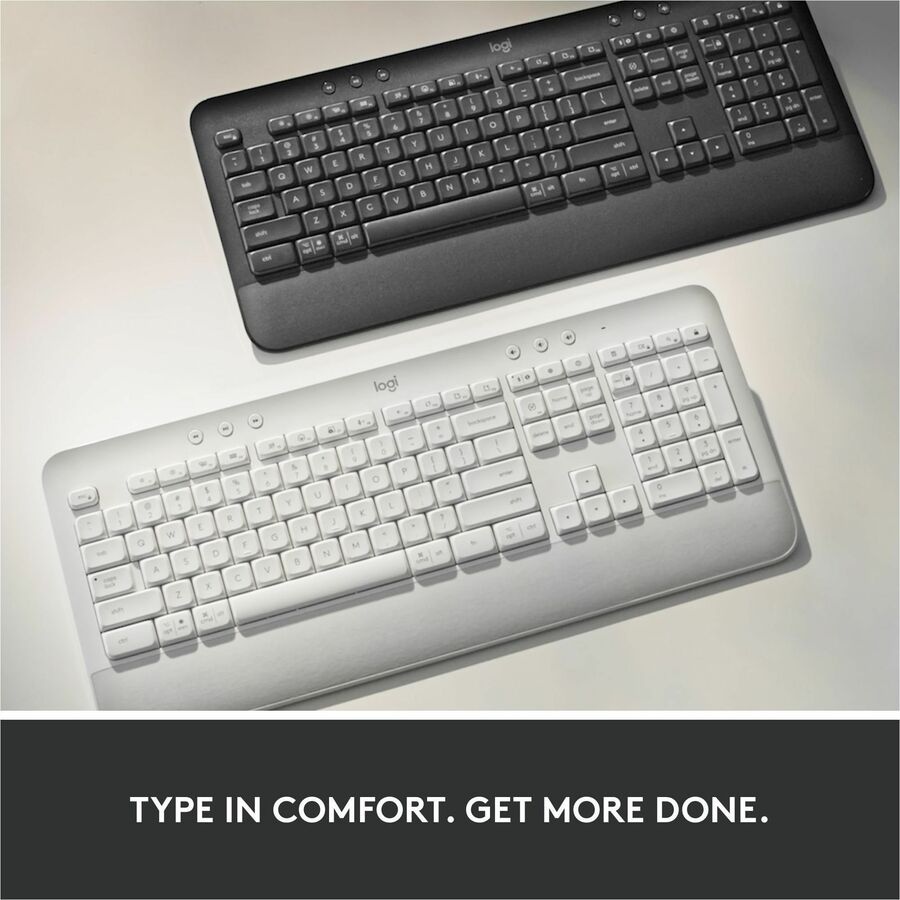 Thumbnail 6 of 10 for Logitech Signature K650 Comfort Full-Size Wireless Keyboard with Wrist Rest, BLE Bluetooth or Logi Bolt, Graphite