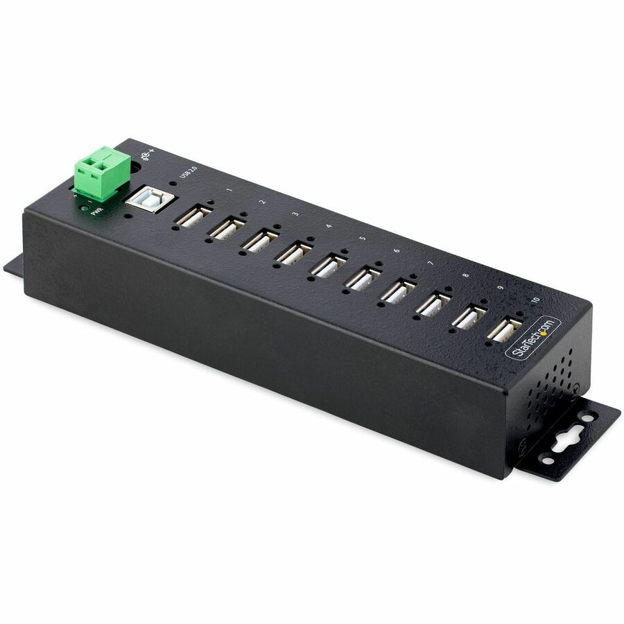 StarTech 10-Port Industrial USB 2.0 HUB, Rugged USB Hub w/ESD Level 4 Prote