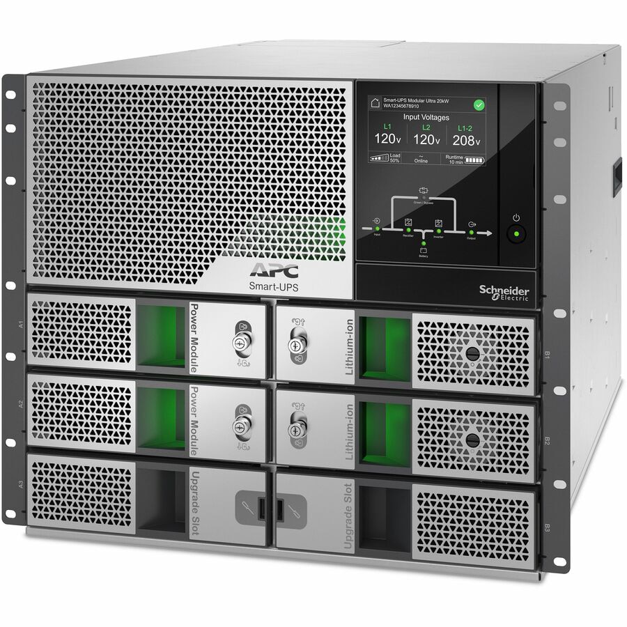APC Smart-UPS Modular Ultra On-Line 10kW 9U Rackmount Scalable to 20kW N+1 208/240V Touchscreen Network Management Card