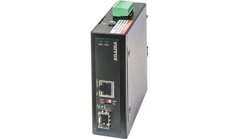 Patton 10/100/10000Base-TX Industrial Gigabit SFP Media Converter with 90W PoE Injector