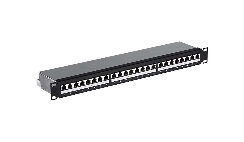 4XEM CAT6A 24 Port Patch Panel for Standard 19" Server Rack - Black