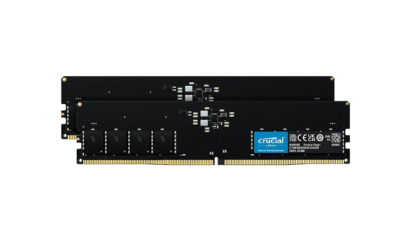 Crucial - DDR5 - kit - 64 Go: 2 x 32 Go - DIMM 288 broches - 4800 MHz / PC5-38400 - mémoire sans tampon
