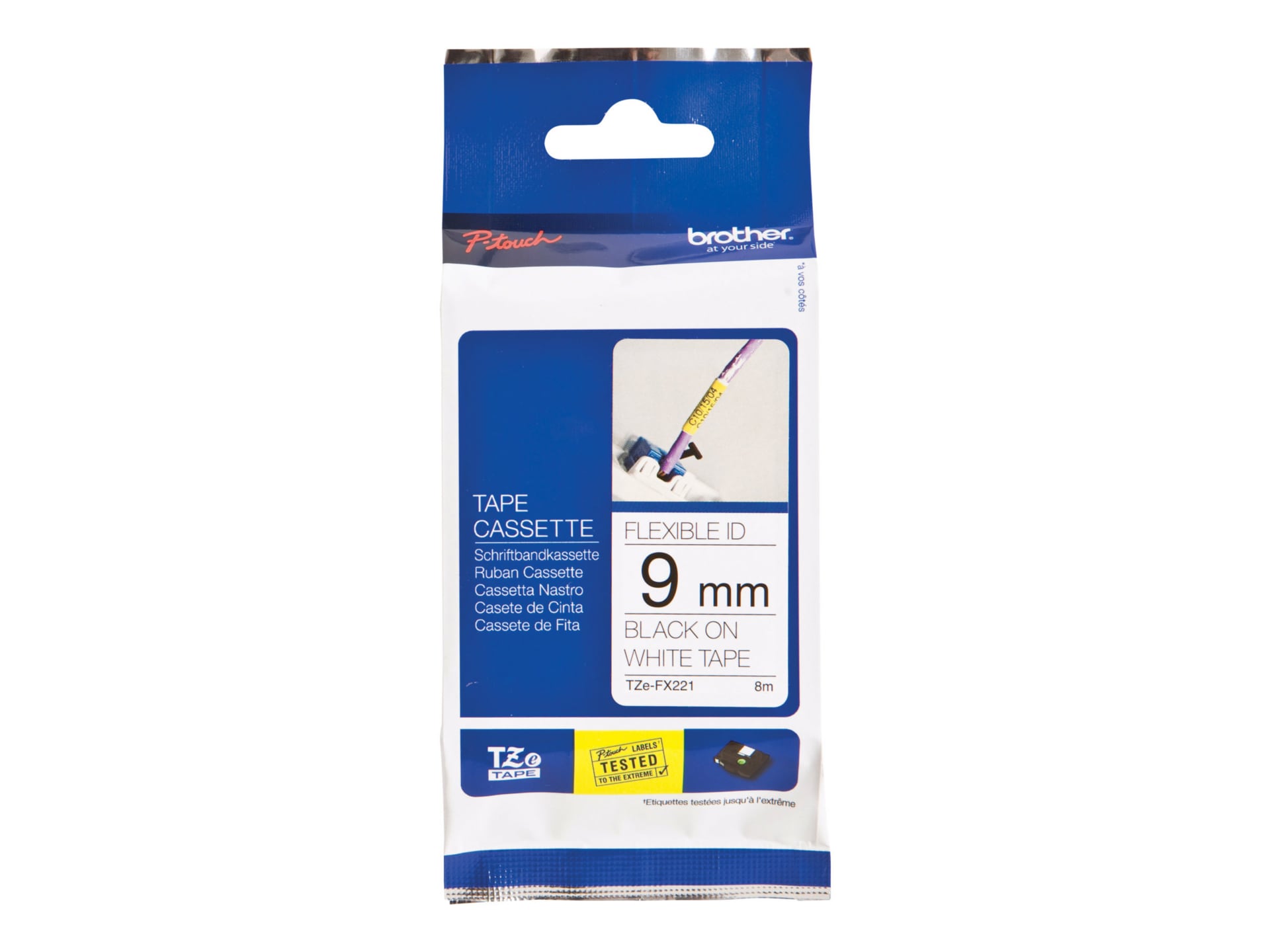 Brother TZe-FX221 - flexible ID tape - 1 cassette(s) - Roll (0.9 cm x 8 m)