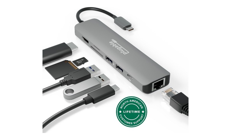 Plugable Plugable 7-in-1 USB C Hub Multiport Adapter w/ Ethernet