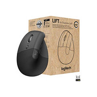 Logitech Lift Vertical Ergonomic Mouse for Business, Left - souris verticale - Bluetooth, 2.4 GHz - graphite