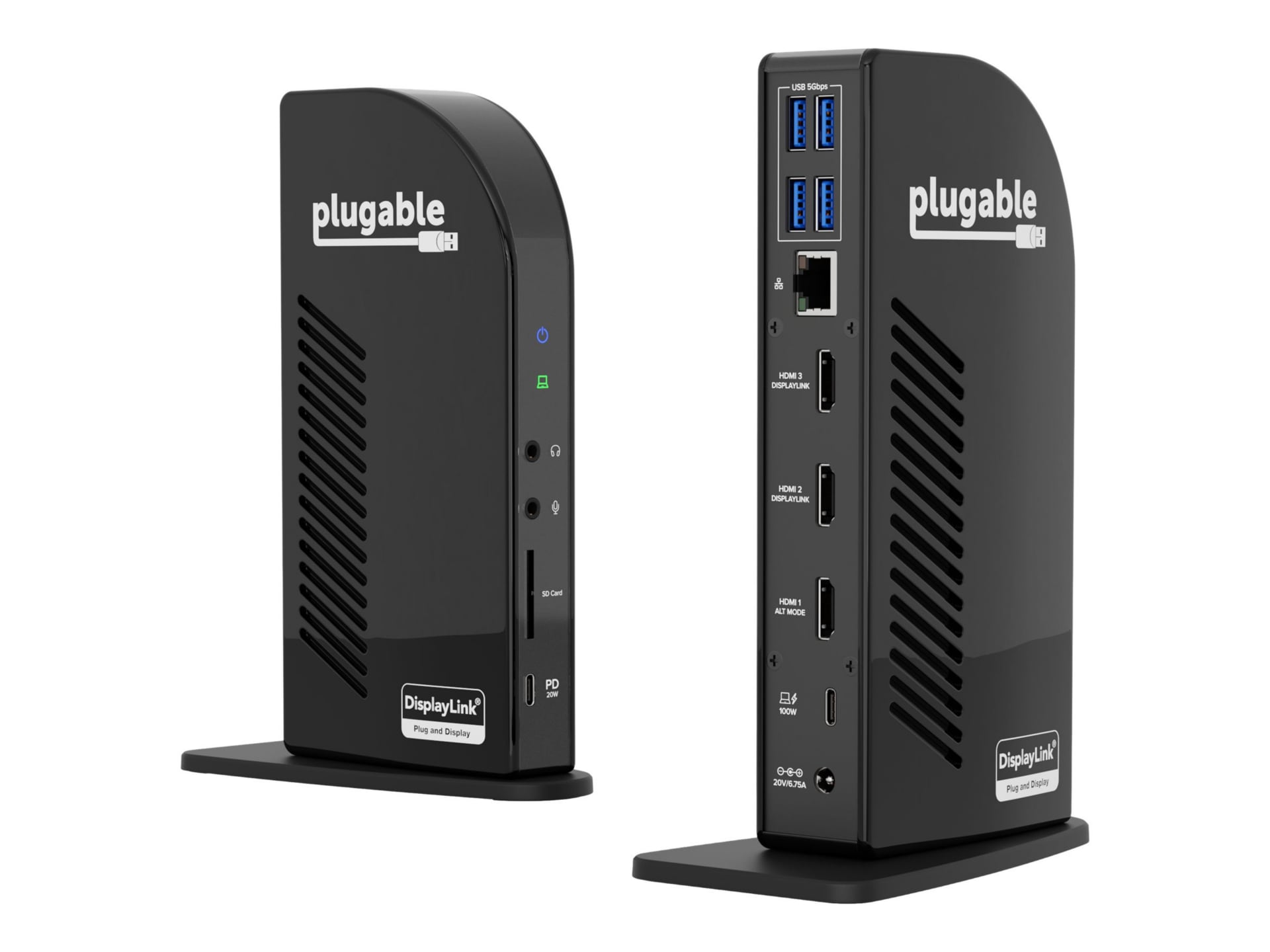 Plugable 13-in-1 USB-C Triple Monitor Docking Station w/ 100W Charging,Windows,Mac,Chrome w/ Thunderbolt 3/4 or USB-C