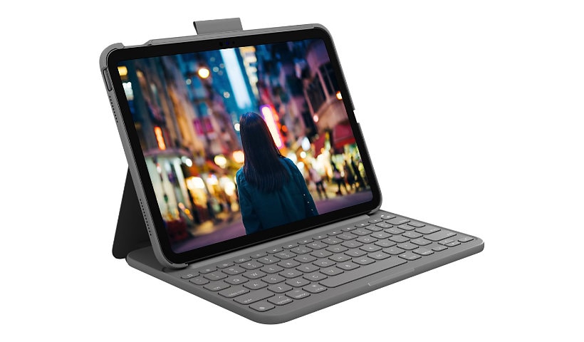 Logitech Slim Folio for iPad (10th generation) - keyboard and folio case - QWERTY - English - oxford gray Input Device
