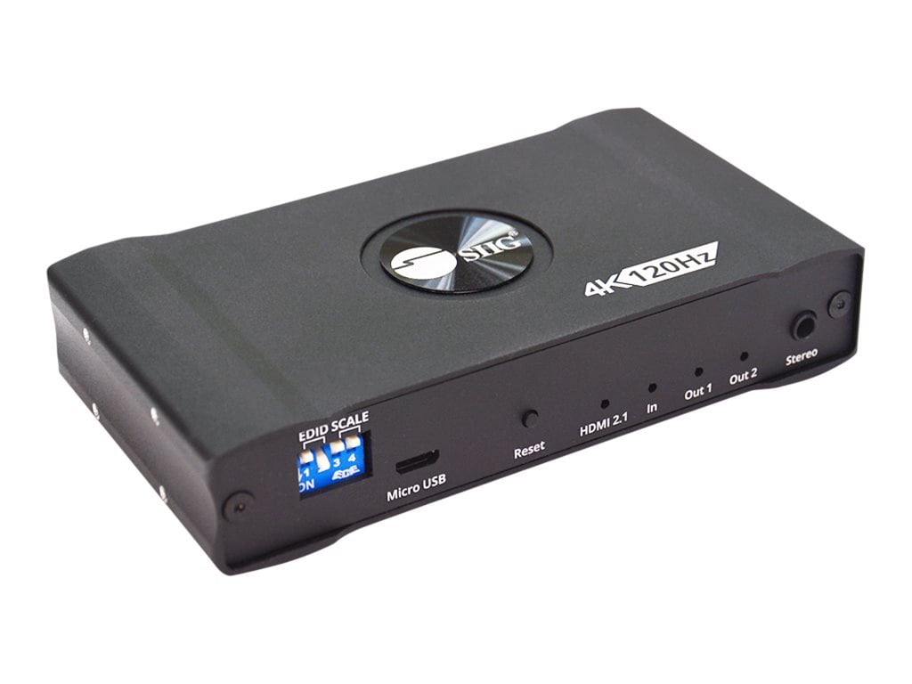 SIIG 1x2 4K120Hz HDMI Splitter with EDID & Audio Extractor - video/audio splitter - 2 ports - TAA Compliant