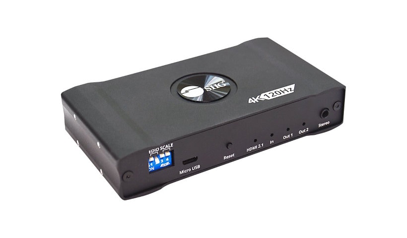 SIIG 1x2 4K120Hz HDMI Splitter with EDID & Audio Extractor - video/audio splitter - 2 ports - TAA Compliant