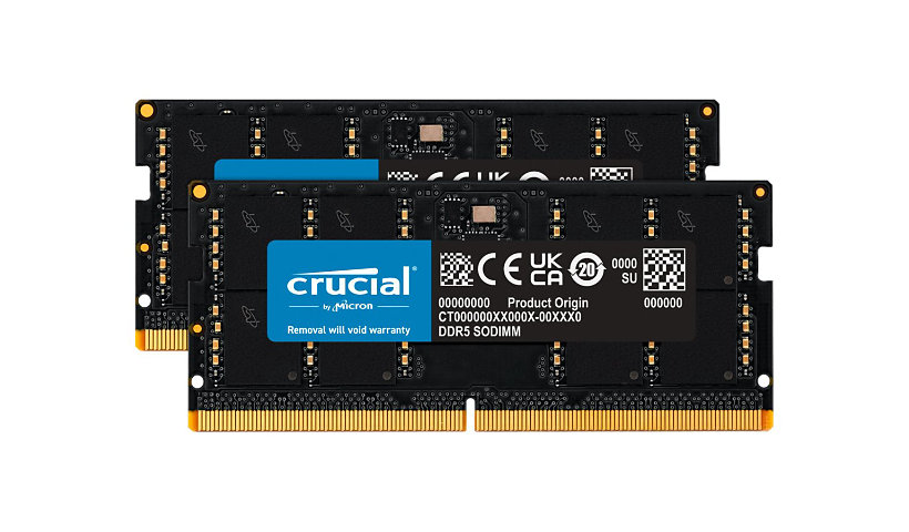 Crucial - DDR5 - kit - 64 GB: 2 x 32 GB - SO-DIMM 262-pin - 4800 MHz / PC5-38400 - unbuffered