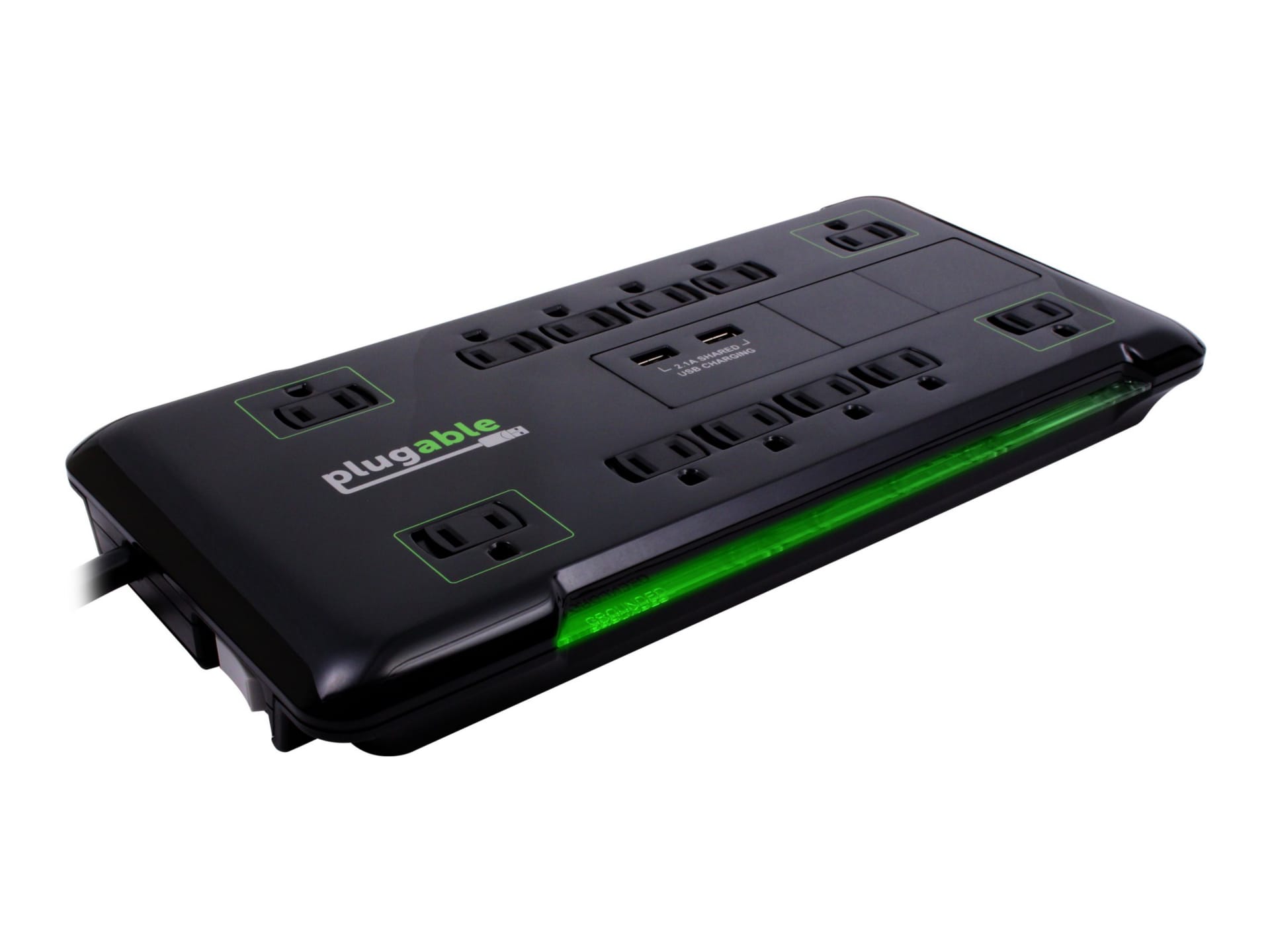 Plugable Surge Protector Power Strip and Extension Cord - 12 Outlet,