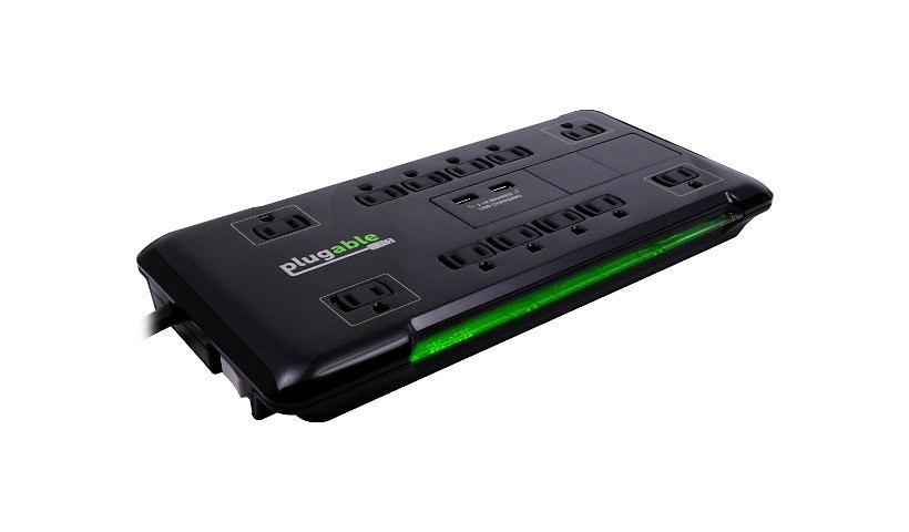 Plugable Surge Protector Power Strip and Extension Cord - 12 Outlet,