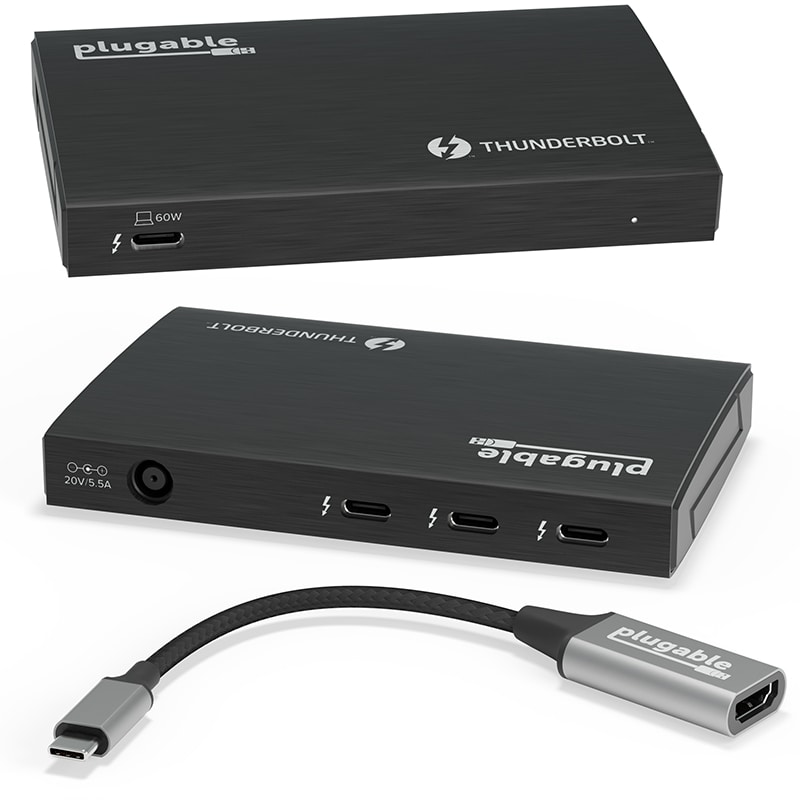 Plugable 4-Port Thunderbolt 4 Hub-Single 8K/Dual 4K Displays-60W,Driverless