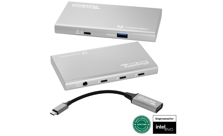 Plugable USB4/Thunderbolt 4 Hub w/60W Host Charging,USB 3.0 Port