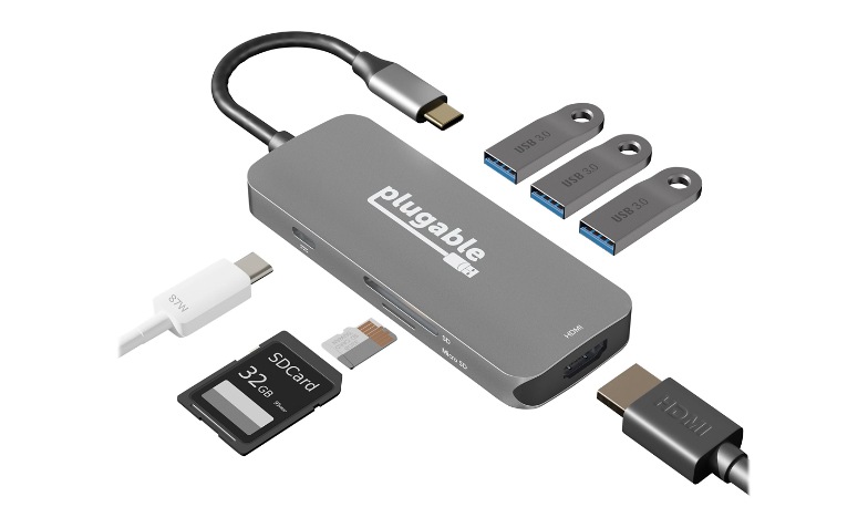 Plugable USB C Hub Multiport Adapter,7-in-1 Hub Compatible w