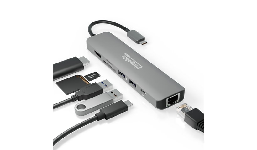 Plugable 7-in-1 USB C Hub Multiport Adapter with Ethernet