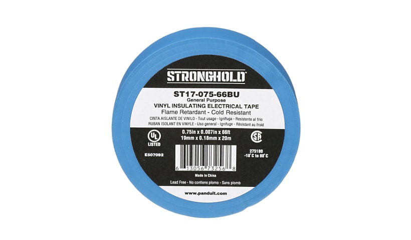 StrongHold™ ST17-075-66BU Electrical Tape, Blue, PVC, Gen Purpose, 0.75", 0