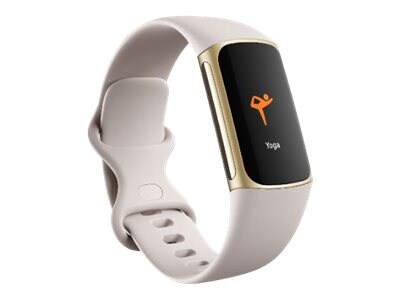 Fitbit Charge 5 - soft gold stainless steel - activity tracker with infinity band - lunar white