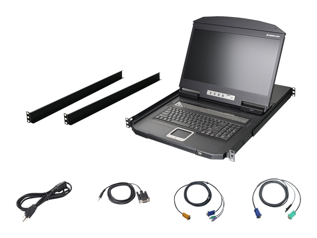 IOGEAR 18.5" Widescreen Short Depth 8-Port LCD KVM Switch (TAA Compliant)