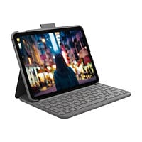 Logitech Slim Folio for iPad (10th generation) - keyboard and folio case - QWERTY - English - oxford gray