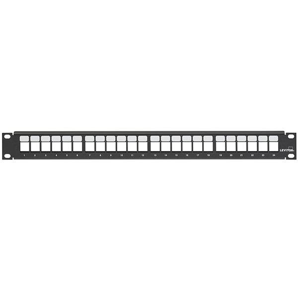 Leviton QUICKPORT 24-Port 1U Flat Patch Panel for Modular Connectors - Blac