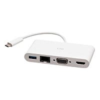 C2G USB C to HDMI, VGA, USB A & RJ45 Adapter - 4K 30Hz - White - docking station - USB-C / Thunderbolt 3 - VGA, HDMI -