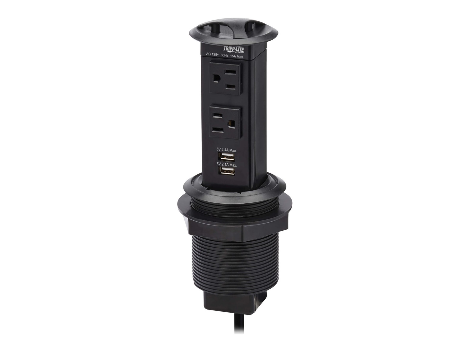 Thumbnail 2 of 14 for Eaton Tripp Lite Series Power It! 2-Outlet Pop-Up Power and Charging Dock - 2x USB-A, 6 ft. Cord, Antimicrobial