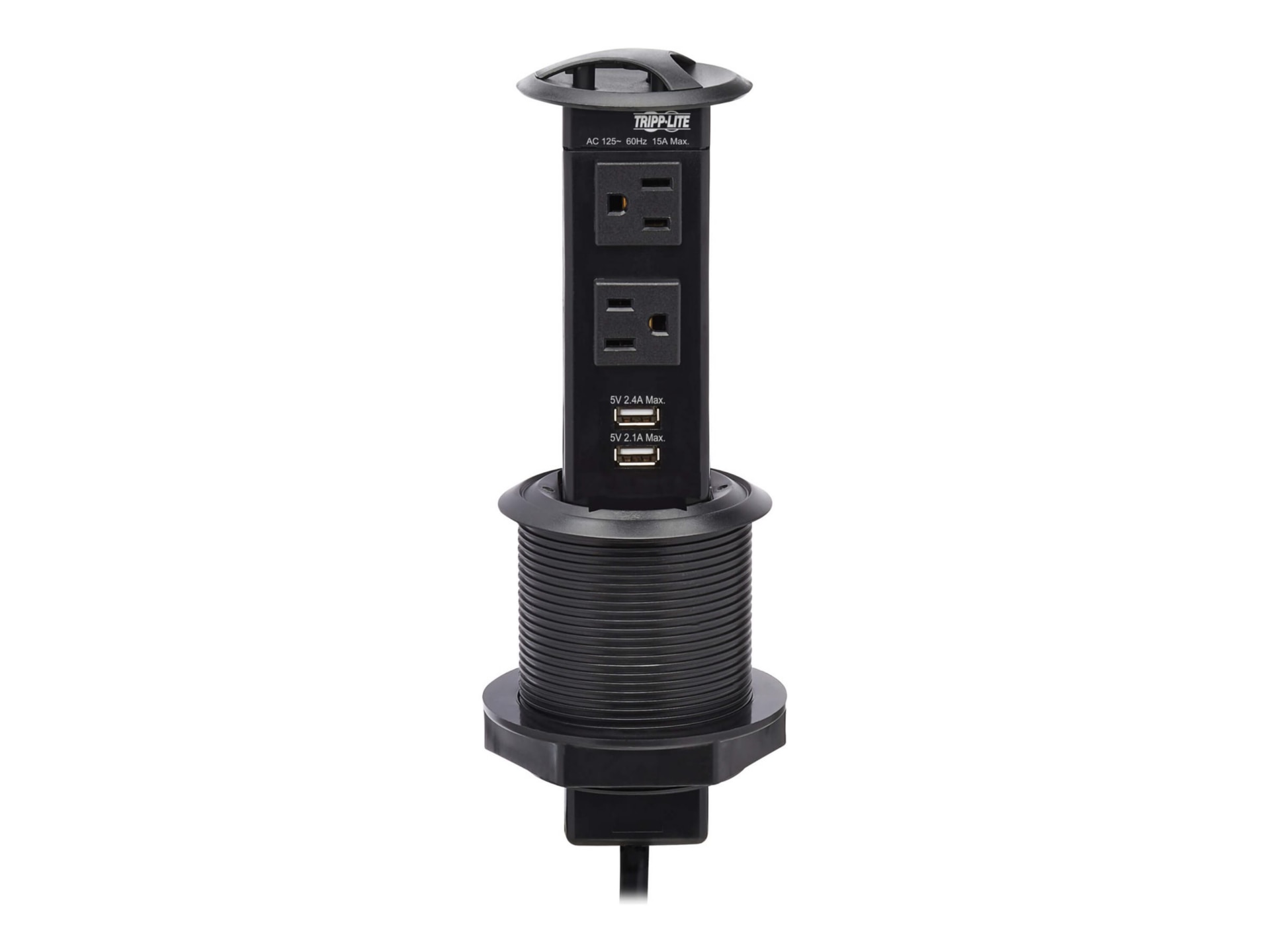 Thumbnail 4 of 14 for Eaton Tripp Lite Series Power It! 2-Outlet Pop-Up Power and Charging Dock - 2x USB-A, 6 ft. Cord, Antimicrobial