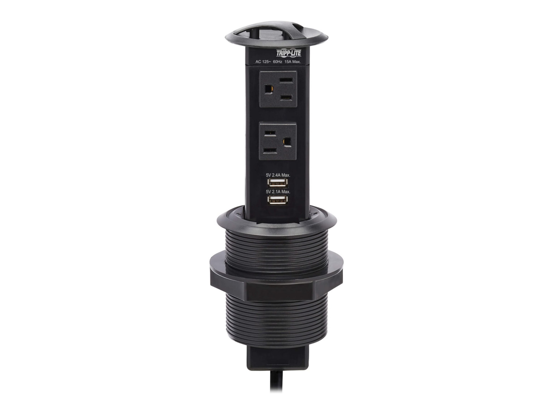 Thumbnail 5 of 14 for Eaton Tripp Lite Series Power It! 2-Outlet Pop-Up Power and Charging Dock - 2x USB-A, 6 ft. Cord, Antimicrobial