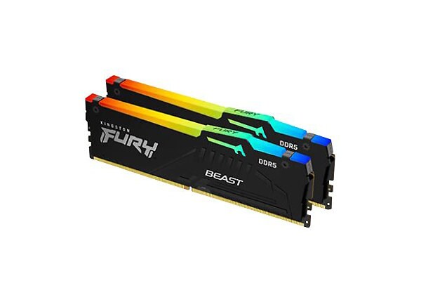 Kingston FURY Beast RGB - DDR5 - kit - 64 GB: 2 x 32 GB - DIMM 288-pin -  5600 MHz / PC5-44800 - unbuffered - KF556C40BBAK2-64 - Computer Memory 
