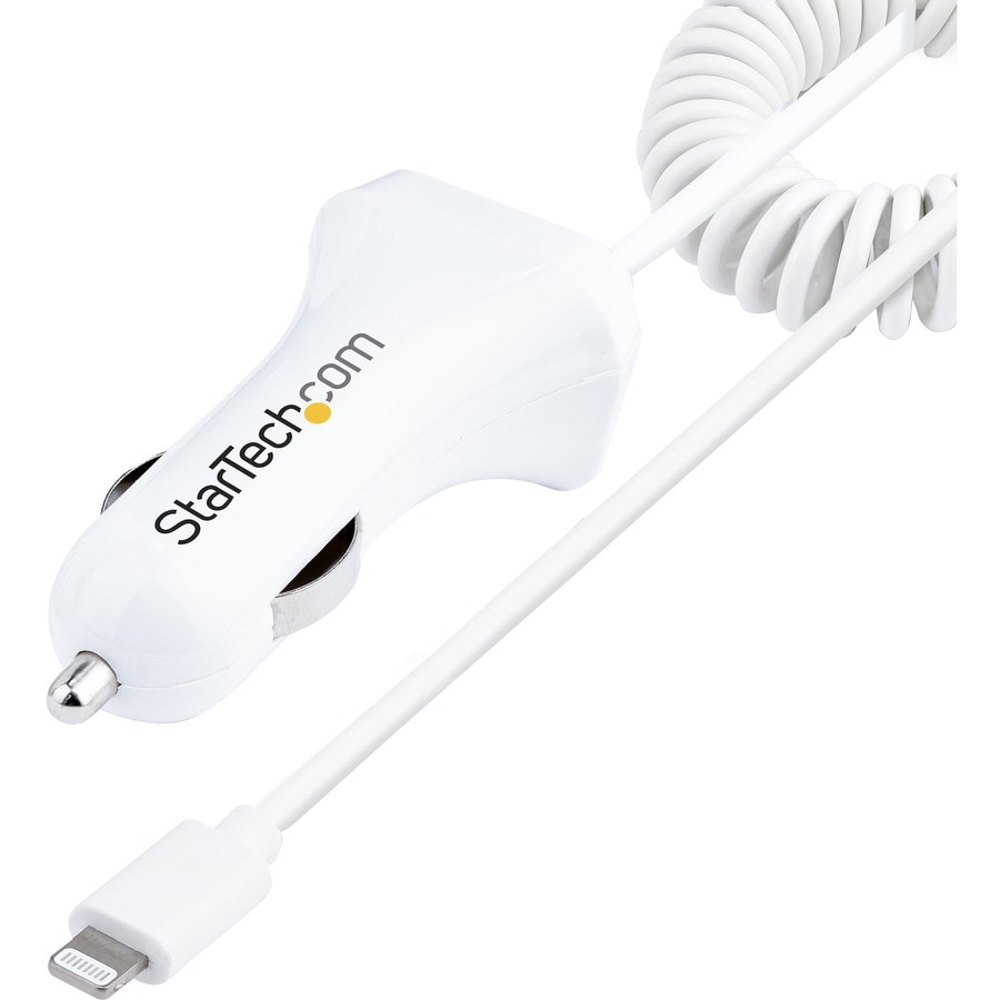 StarTech.com Lightning Car Charger w/ 1m Coiled Cable, 12W, USB Car Charger