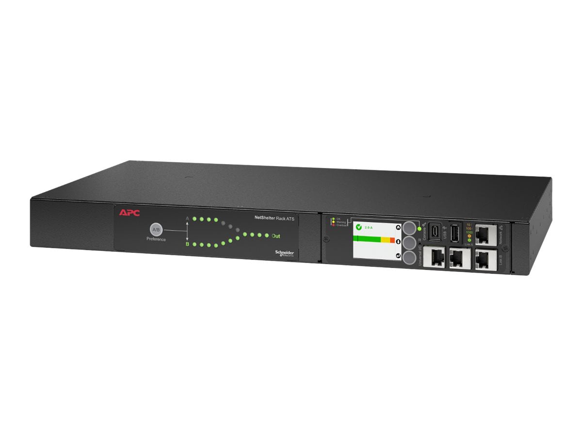 APC Netshelter Rack Automatic Transfer Switch, 1U, 20A, 200/208V, 2 L6-20 I